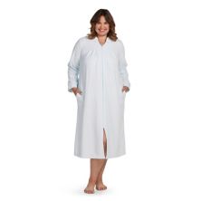 Plus Size Miss Elaine Essentials Brushed Back Terry Long Zip Robe Miss Elaine