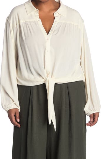 Блуза на пуговицах со складками и завязками Pleione