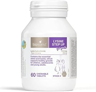 Bio Island Lysine Step Up for Youth 60 Chewable Tablets (Жевательные таблетки) (Australia Import) Bioisland