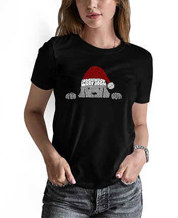 Женская футболка с короткими рукавами и надписью «Рождественская выглядывающая собака» LA Pop Art