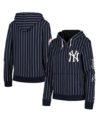Женская темно-синяя куртка в тонкую полоску с молнией во всю длину New York Yankees New Era