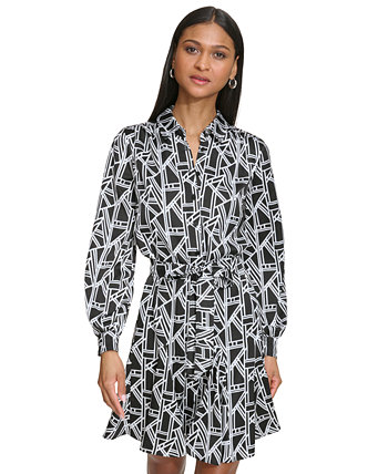 Женское платье-рубашка с геопринтом и поясом Karl Lagerfeld Paris