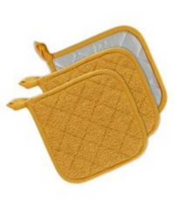 Basic Kitchen Collection, Quilted Terry, Honey Gold, Potholder Design Imports
