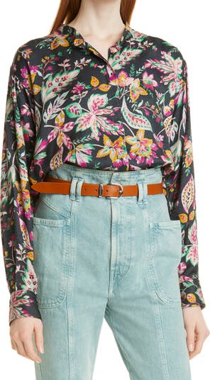 Жаккардовая блузка с длинными рукавами Catchell с цветочным принтом ISABEL MARANT ETOILE