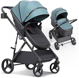 newyoo Baby Bassinet Stroller, Convertible Infant Strollers w Reversible Seat & Cup Holder, 2-in-1 Rear-Facing Pram from Newborn to Toddler, One-Hand Easy Fold, Coches para Bebes, Revo C10, Grey Newyoo