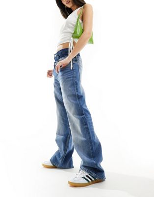 Широкие джинсы с отложным поясом Bershka Bershka