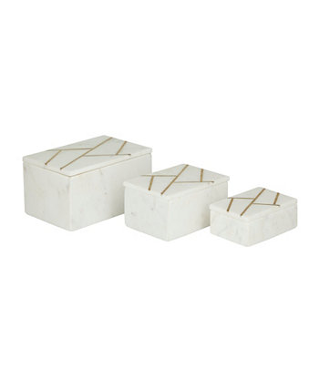 Коробка из настоящего мрамора с линейными золотистыми линиями, набор из 3–9 дюймов, 7 дюймов, ширина 6 дюймов Rosemary Lane