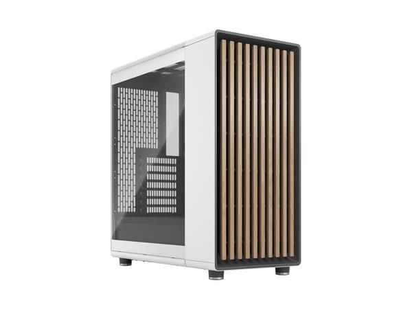 Fractal Design North ATX mATX Mid Tower PC Case - North Chalk White with Oak Front and Clear TG Side Panel Fractal Design