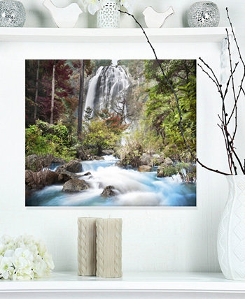 Фотография Designart 'Blue Klonglan Waterfall' Картины из металла - 20 "X 12" Design Art