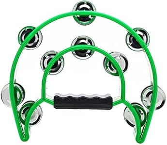 Musfunny Tambourine Double Row Metal Jingles Hand Held Percussion Half-Moon Tambourines Musical Instrument Gifts for Kids, Adults, Party - Black Musfunny