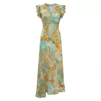 Leighton Baroque Silk-Blend Midi-Dress Robert Graham