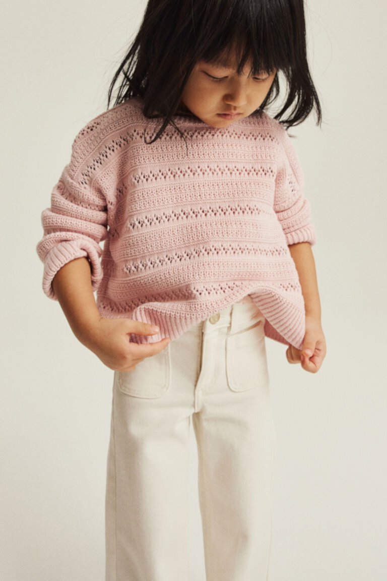 Хлопковый свитер вязки с отверстиями H&M