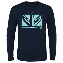 Молодежная темно-синяя футболка с длинным рукавом Seattle Kraken Authentic Pro Secondary Logo Fanatics