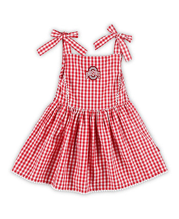 Платье без рукавов в клетку Scarlet Ohio State Buckeyes Teagan для девочек для малышей Garb