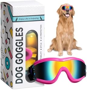 NVTED Dog Sunglasses/Goggles, UV/Wind/Dust/Fog Protection Pet Glasses Eye Wear with Adjustable Strap for Medium or Large Dog (Pack of 1) NVTED