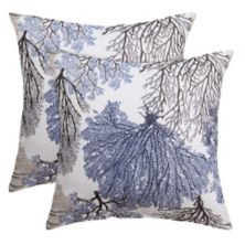 2 Pcs Soft Polyester Coral Printed Throw Pillowcase 18&#34; x 18&#34; PiccoCasa