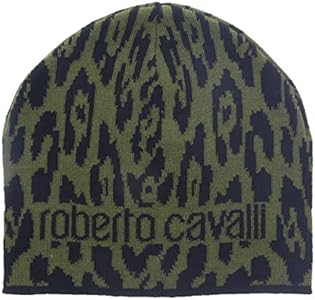 Шапка бини Roberto Cavalli ESZ026 D0491 Черный/Военно-зеленый Ягуар Roberto Cavalli