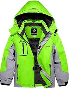 GEMYSE Boy's Waterproof Ski Snow Jacket Fleece Windproof Winter Jacket with Hood GEMYSE