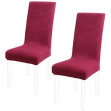 2pcs Jacquard Stretch Removable Dining Room Chair Covers PiccoCasa