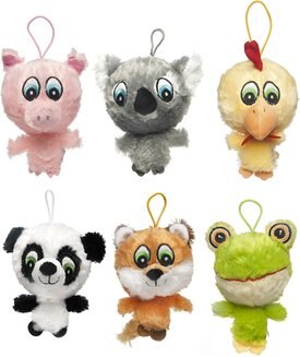 Multipet Knobby Noggins Squeaky Plush Dog Toy, Character Varies Multipet