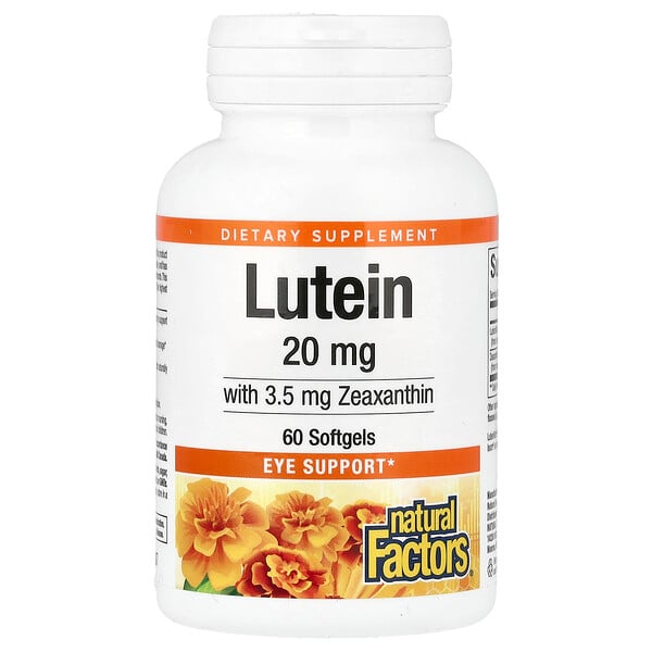 Лютеин, 20 мг - 60 мягких капсул - Natural Factors Natural Factors