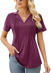 Женская Поло рубашка Kistore Kistore Womens Short Sleeve Polo T Shirts V Neck Summer Basic Tops Fashion 2024 Business Casual Work Blouse S-XXL Kistore