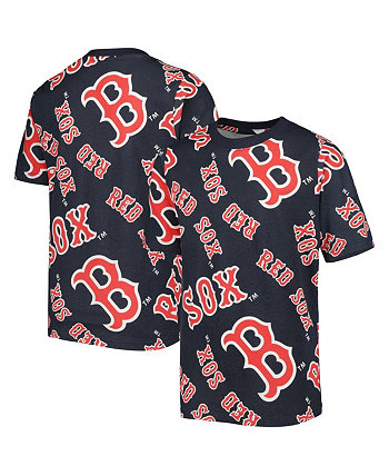 Темно-синяя футболка Big Boys Boston Red Sox Allover Team Stitches