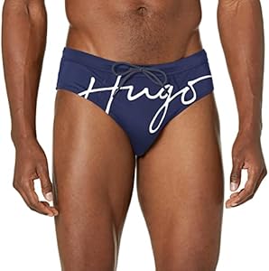 HUGO Men's Standard Script Logo Swim Briefs Hugo