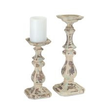 Melrose Weathered Stone Candle Holder 2-Piece Set Melrose