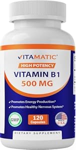 Vitamatic Vitamin B1 (Thiamine) 500mg, 120 Capsules (Капсулы) Vitamatic