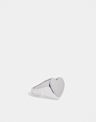 Водонепроницаемое кольцо с печаткой в форме сердца ASOS DESIGN из нержавеющей стали ASOS DESIGN