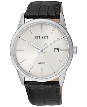 Мужские кварцевые часы с черным кожаным ремешком 39 мм BI5000-01A Citizen