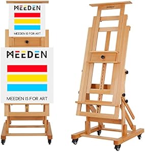 MEEDEN Movable Large H-Frame Painting Easel - Artist Studio Easel - Heavy Duty Art Easel Stand for Adults, Solid Beech Wood Easel, Holds Canvas Art Up to 78.7" High MEEDEN