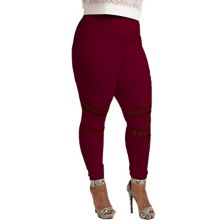 Poetic Justice Plus Size Curvy Women's Lace Insets Pull On Ponte Legging Poetic Justice