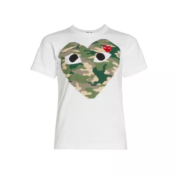 Большая камуфляжная футболка с сердечками Comme des Garcons