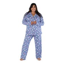 Плюс размер Nite Nite by Munki Munki Пижамная рубашка с длинным рукавом и пижамные штаны Комплект для сна Nite Nite by Munki Munki