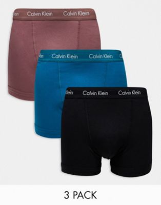 Calvin Klein cotton stretch trunks 3 pack in multi Calvin Klein