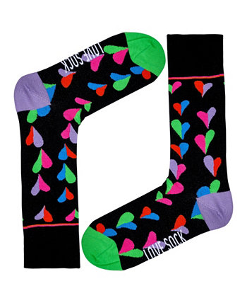 Мужские носки с цветным рисунком Funky Hearts с круглым вырезом Love Sock Company