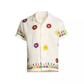 Походная рубашка с цветочной вышивкой HARAGO