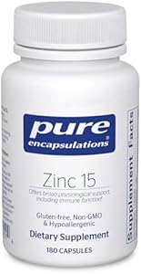 Pure Encapsulations Zinc 15 mg - Zinc Picolinate Supplement for Immune System Support, Growth & Development - for Wound Healing - with Premium Zinc Picolinate - 30 Capsules (Капсулы) Pure Encapsulations