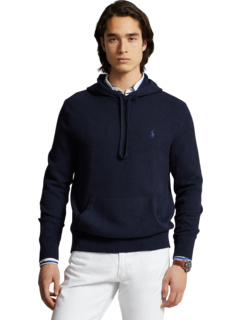 Хлопковый свитер с тканым стежком и капюшоном Polo Ralph Lauren