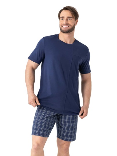 David Archy для мужчины Пижама с однотонной футболкой & шортами в клетку David Archy