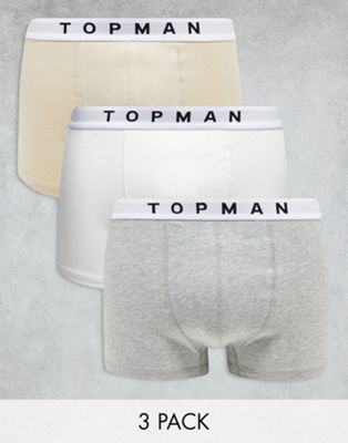 Набор из трех плавок Topman серого верескового, белого и каменного цветов TOPMAN