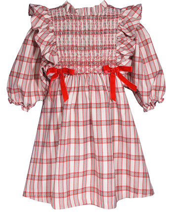 Клетчатое платье для маленьких девочек с рукавами три четверти Bonnie Jean