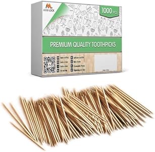 1000 Pieces Premium Bamboo Wooden Toothpicks - For Personal Hygiene, Disposable Appetizer Skewers, Cocktail Sticks or Arts & Crafts - by Mobi Lock Mobi Lock