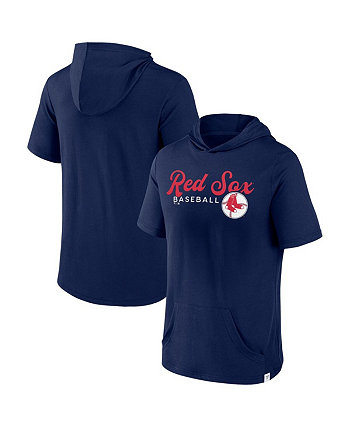 Мужской темно-синий пуловер с капюшоном Boston Red Sox Offensive Strategy с короткими рукавами Fanatics