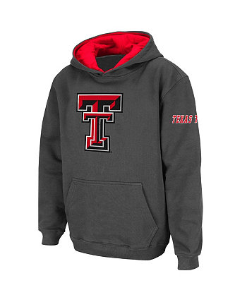 Boys Youth Charcoal Texas Tech Red Raiders Big Logo Pullover Hoodie Stadium Athletic