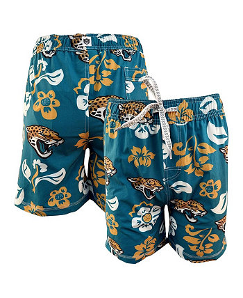 Big Boys and Girls Teal Jacksonville Jaguars Floral Volley Swim Trunks Wes & Willy