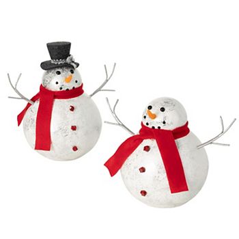 Haven Living 2-Piece Shiny Round Snowman Holiday Table Decor Figures Haven Living