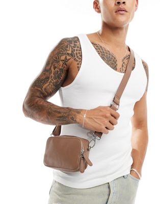 ASOS DESIGN leather cross body camera bag in brown ASOS DESIGN